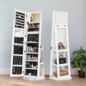 Jewelry Armoire with Full Length Mirror 360¬∞ and Large Capacity Jewelry Organizer Armoire; Lockable Mirror with Jewelry Storage; Multi Storage Shelve