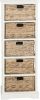 SAFAVIEH Home Collection Vedette Distressed White 5-Drawer Wicker Basket Storage Tower (Fully Assembled)