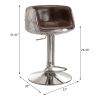 ACME Brancaster Adjustable Stool (1Pc) in Vintage Brown Top Grain Leather & Aluminum 96555