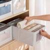 4Pcs Foldable Linen Clothing Storage Bin with Visible Clear Window Convenient Handle Multipurpose Collapsible Storage Basket Closet Fabric Container F