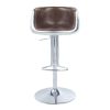 ACME Brancaster Adjustable Stool (1Pc) in Vintage Brown Top Grain Leather & Aluminum 96555
