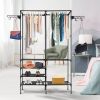 Clothing Rack Clothes Rack, 66'' Multifunctional Garment Rack for Hanging Clothes, 4 Tiers Portable Closet Rack with 4 Hooks & 2 Hanging Rods