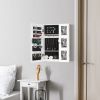 Non Full Mirror Wooden Wall Mounted Mirror Cabinet With Photo Frame; Multi-Layer Storage And Jewelry Storage - White