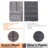 10 PCS Interlocking Deck Tiles Checker Pattern, 12" x 12" Light Gray Square Acacia Hardwood Outdoor Flooring for Patio, Bancony, Pool Side,...