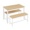 Dining Table Set, Bar Table with 2 Dining Benches, Kitchen Table Counter with Chairs, Industrial for Kitchen Breakfast Table, Living Room, Party Room