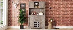 Coffee Bar Cabinet Kitchen Cabinet with Storage, Farmhouse Wine Cabinet with Drawers shelves and cabinets