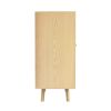 Bohemian Bar Cabinet, Natural Rattan Doors, Removable Wine Rack in Natural Wood