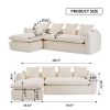 Sofa Deep Seat Sofa 3 Seater for Living Room Oversized Comfy Sofa L-Shape Sofa Couch with Chaise Home Furniture Sleeper Sectional Sofa for Apartment