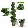 2 Pieces 4 Feet Artificial D√©cor Green Boxwood Spiral Tree Set