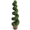 2 Pieces 4 Feet Artificial D√©cor Green Boxwood Spiral Tree Set