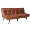 Futon Sofa Bed with Adjustable Backrests Sleeper Couch with Adjustable Armrests Convertible Sofa Couch Bed for Small Space Apartment Living Room Brown