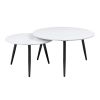 Modern Style Nesting Cocktail Tables and Side Table 3-Piece Occasional Table Set Black Metal Legs White Sintered Stone Top
