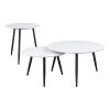 Modern Style Nesting Cocktail Tables and Side Table 3-Piece Occasional Table Set Black Metal Legs White Sintered Stone Top