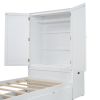 Twin Size Platform Bed with Storage Headboard and Footboard, Pull Out Shelves and Twin Size Trundle, White