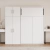 Twin Size Murphy Bed with Lockers and Wardrobes, White(Expected Arrival Time:9.27)