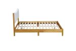 Queen Size Rubber Wooden , Solid Wooden Bed with Teddy Velvet Cushion Upholstered Headboard, Enhanced by Support Feet