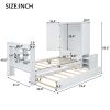 Twin Size Platform Bed with Storage Headboard and Footboard, Pull Out Shelves and Twin Size Trundle, White