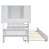 Twin Size Platform Bed with Storage Headboard and Footboard, Pull Out Shelves and Twin Size Trundle, White