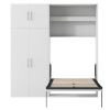 Twin Size Murphy Bed with Lockers and Wardrobes, White(Expected Arrival Time:9.27)