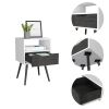 Otom Nightstand , Superior Top, One Open Shelf, One Drawer, Four Legs -Smokey Oak / White