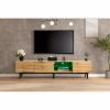Modern TV Stand with 4 Cabinets& Open Shelves, Color-matching Media Console Table for TVs up to 80'' with LED Light