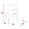 Otom Nightstand , Superior Top, One Open Shelf, One Drawer, Four Legs -Smokey Oak / White
