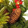 Pre-lit Xmas Tree Artificial Christmas 4-Piece Set,Garland, Wreath and Set of 2 3FT Entrance Trees X-mas with LED Lights, Christmas Tree