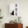 Non Full Mirror Wooden Wall Mounted Mirror Cabinet With Photo Frame; Multi-Layer Storage And Jewelry Storage - White