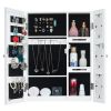 Non Full Mirror Wooden Wall Mounted Mirror Cabinet With Photo Frame; Multi-Layer Storage And Jewelry Storage - White