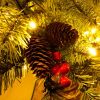 Pre-lit Xmas Tree Artificial Christmas 4-Piece Set,Garland, Wreath and Set of 2 3FT Entrance Trees X-mas with LED Lights, Christmas Tree