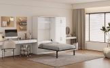 Twin Size Murphy Bed with Lockers and Wardrobes, White(Expected Arrival Time:9.27)
