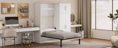 Twin Size Murphy Bed with Lockers and Wardrobes, White(Expected Arrival Time:9.27)