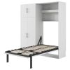 Twin Size Murphy Bed with Lockers and Wardrobes, White(Expected Arrival Time:9.27)