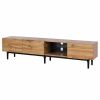 Modern TV Stand with 4 Cabinets& Open Shelves, Color-matching Media Console Table for TVs up to 80'' with LED Light