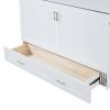 Queen Size Murphy Bed Wall Bed with drawer and a set of Sockets & USB Ports, Pulley Structure Design, White
