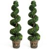 2 Pieces 4 Feet Artificial D√©cor Green Boxwood Spiral Tree Set