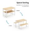 Dining Table Set, Bar Table with 2 Dining Benches, Kitchen Table Counter with Chairs, Industrial for Kitchen Breakfast Table, Living Room, Party Room