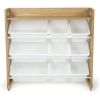 Natural Wood/White Toy Organizer with Shelf and 9 Storage Bins