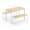 Dining Table Set, Bar Table with 2 Dining Benches, Kitchen Table Counter with Chairs, Industrial for Kitchen Breakfast Table, Living Room, Party Room