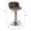 ACME Brancaster Adjustable Stool (1Pc) in Vintage Brown Top Grain Leather & Aluminum 96555