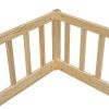 Double Twin Floor Bed with Fence, Guardrails, without door, Natural