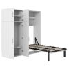 Twin Size Murphy Bed with Lockers and Wardrobes, White(Expected Arrival Time:9.27)