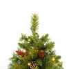 Pre-lit Xmas Tree Artificial Christmas 4-Piece Set,Garland, Wreath and Set of 2 3FT Entrance Trees X-mas with LED Lights, Christmas Tree