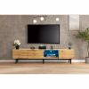 Modern TV Stand with 4 Cabinets& Open Shelves, Color-matching Media Console Table for TVs up to 80'' with LED Light
