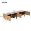 Modern TV Stand with 4 Cabinets& Open Shelves, Color-matching Media Console Table for TVs up to 80'' with LED Light