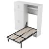 Twin Size Murphy Bed with Lockers and Wardrobes, White(Expected Arrival Time:9.27)
