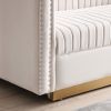 Contemporary Vertical Channel Tufted Velvet Sofa Modern Upholstered Couch for Living Room Apartment with 2 pillows,Beige