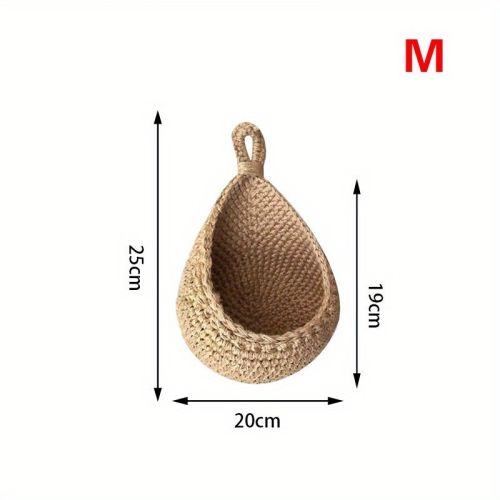 1pc Wall Hanging Basket, Bohemian Style Woven Basket, Creative Teardrop Shape Suitable For Vegetables And Fruits, Kitchen Storage Basket