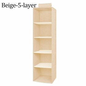 1pc Wardrobe Hanging Storage Bag; Drawer Fabric Closet Storage Organizer Holder (Color: Beige, size: 5-layer)