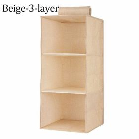 1pc Wardrobe Hanging Storage Bag; Drawer Fabric Closet Storage Organizer Holder (Color: Beige, size: 3-layer)